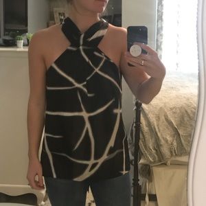 Black and white sleeveless top